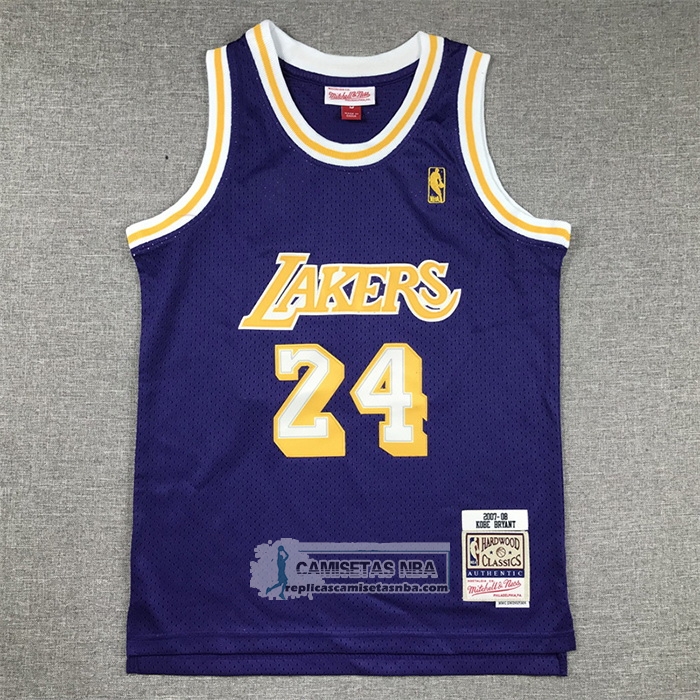 Camiseta Nino Los Angeles Lakers Kobe Bryant NO 24 Mitchell & Ness 2007-08 Violeta